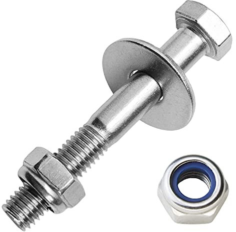 Sechskantschrauben mit Schaft M10x150 mm inkl. Sicherungsmuttern & großen Unterlegscheiben M10 aus Edelstahl A2 (5 Stück) | Maschinenschrauben - Sechskantmuttern - Beilagscheiben von MESAROS®