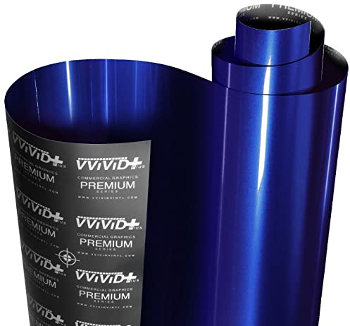 VViViD+ Ultra Gloss Neptune Pearl Blue 1ft x 5ft Vinyl Car Wrap Premium Paint Replacement Film Roll with Nano Air Release, Stretchable Cap Liner, Self Adhesive, Indoor Outdoor