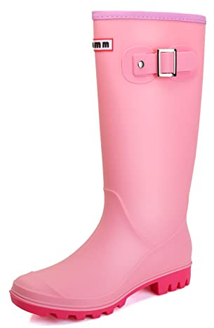 Lezzglt Rain Boots for Women, Waterproof Knee-high Rubber Boots, Comfortable Lightweight Garden Boots Keep Warm Work Tall Fishing Boots for Outdoor