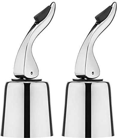 BETTFOR Wine Stoppers for Wine Bottles with Stainless Steel Vacuum Wine Bottle Stopper with Silicone Reusable Wine Corks, Leak proof Keep Fresh Suitable for Red&White Bottle (Silver, 2 Pack)