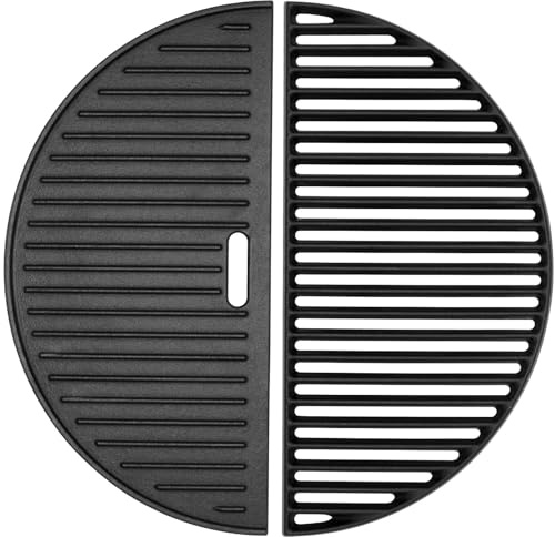 BBQration Grille de cuisson demi-lune de 45,7 cm pour Kamado Joe Classic I, II, III, grand œuf vert, demi-lune réversible pour Vision Grill B-11N1A1-Y2A, VGKSS-CC2, grill autonome