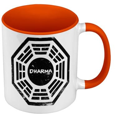 Fabulous Mug de Couleur Qualité Premium Orange - Dharma Initiative Geek Jeux Video Serie Film - Tasse avec anse et intérieur de couleur