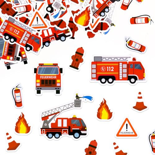 COLOFALLA 100 Stücke Feuerwehr Deko Feuerwehr Konfetti Tischdekoration Kindergeburtstag Feuerwehr Streudeko Feuerwehrauto Konfetti Party Feuerwehr Geburtstag Deko (Feuerwehr)