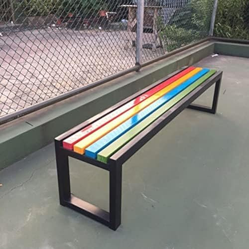 Metall Gusseisen Massivholz Lattenbank Schwarz Terrasse Outdoor Sitz 2-4-Sitzer Heavy Duty Yard Möbel Bank für Innen und Garten