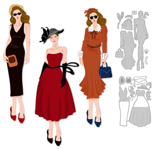 DELORIGIN 3 Stile Retro Lady Stanzformen Kartenherstellung Stanzschablone Hochzeit Stanzformen Aus Karbonstahl Stanzschablonen Prägeschablonen Stanzformen Für DIY Bastelpapier Album Geschenkdekor
