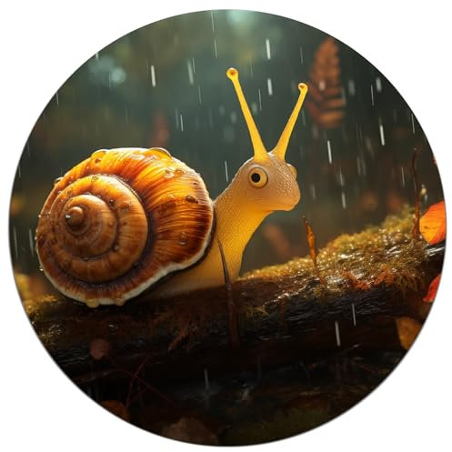 Wallario Glasbild rund Snail on Tree - Rund, 50 cm Durchmesser Wandbild Glas in Premium-Qualität: Brillante Farben, freischwebende Optik