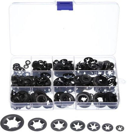 QUARKZMAN 420pz Interno Dente Rondelle Set 7 Dimensioni M3/M4/M5/M6/M8/M10/M12 Rapido Stella Bloccaggio Rondelle 65Mn Acciaio Spinta Velocità Fascette Fissaggio