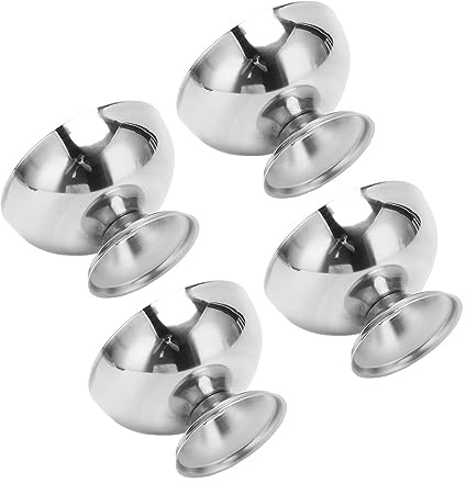 4 St Glasskoppset silver ice cream bowls Glassskål i Rostfritt Stål Metall Dessertkopp Kaka Snacks Kopp med Gafflar Rostfri Salladsskål för Fest stainless steel dessert bowls Ciotole per gelato