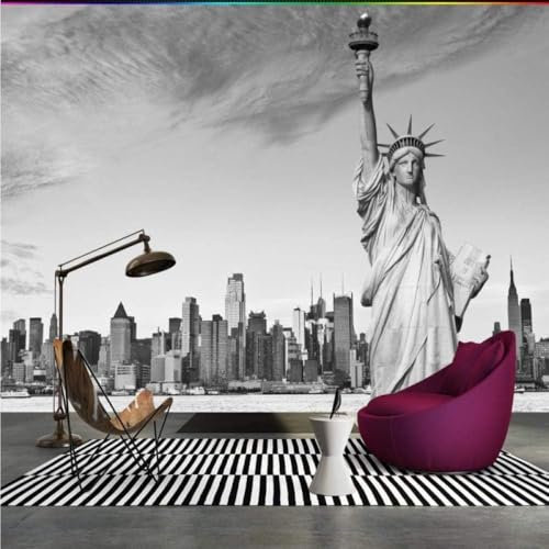 Tzxztt Retro Nostalgisch Schwarz Und Weiß Architektonische Skulptur Porträt Moderne 3D Tapete Geprägte Seide Neutrale Töne Material Ideal Für Wohnzimmer Schlafzimmer-300cm×210cm