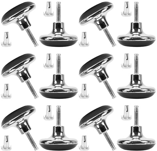 12 Pcs Furniture Legs Bed Castors Gliders for Divan Base with Metal Inserts | Bed Gliders Bed Feet Replacement Feet for Beds Sofas Footstools Settee Chrome Feet Bed Legs Glides Castors and Insert Fitting