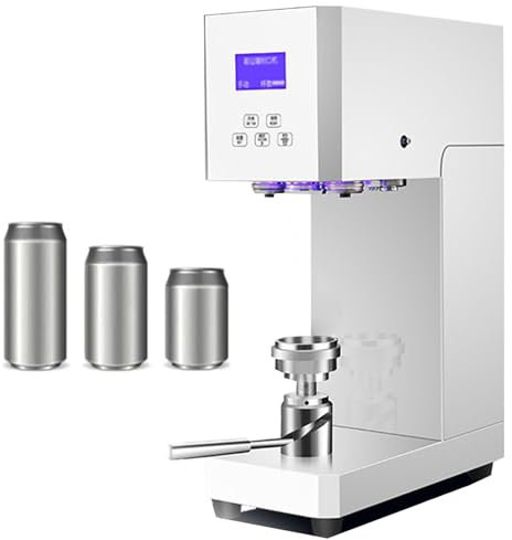 DOJOEUU Commercial Can Sealer, Intelligent Tin Can Bottle Sealing Machine, Semi Automatic Can Seamer with LED Display,10-15 Bottle/Min, Electric Aluminum Cans Sealer Machine for 55 mm Diameter(White)