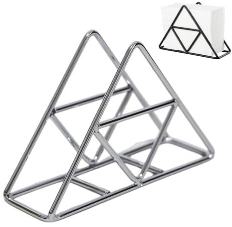 Porte-serviettes triangulaires en métal pour serviettes de cuisine, table, pique-nique (argenté)