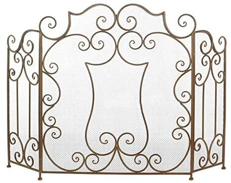 CCKUHN Kaminschirm Kaminschirm Wohnzimmer Retro Dekorativer Schirm Metall Hohl Geschnitzt Boden-Decke Feuerschutzwand Moderner Kaminschirm (Farbe: A) (A)