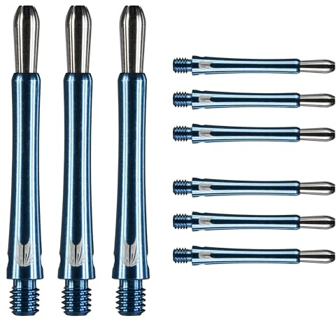 Target Darts Grip Style Aluminium Shaft - Pack of 9 | Blau/Schwarz/Rot - 3 Längenoptionen | Professionelles Dartzubehör, 2BA Shaft Multipack mit Ringen, Dart Shaft Multipack, Dartstiele