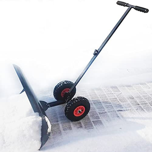 para Quitar la Nieve, Pala quitanieves Manual de Alta Resistencia con Ruedas y Mango de extensión Ajustable, Ajustable para pasillos, Patios y más