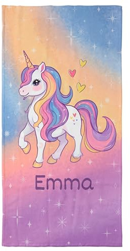 True Statements Handtuch mit Namen „Einhorn“ – EIN einzigartiges, bedrucktes Handtuch als persönliches Geschenk für Kinder, Mädchen und Beste Freundinnen! (Pastel Einhorn, 50 x 100 cm)