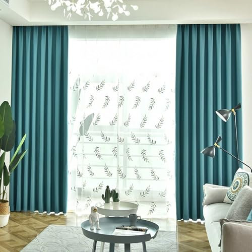 Wycian Gardienen Gardinen 2er Set Pfauenblau Verdunkelung Unifarbe H244 x B137 cm (2er Pack) Polyester