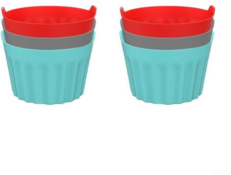 Airfryer in silicone per cuocere uova, cupcakes e altro set di tazze da forno per friggitrice ad aria calda, forno e microonde (6 pezzi, rosso)