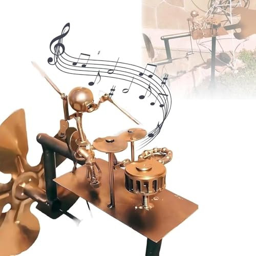 BOSENIYU Metall-Schlagzeuger-Windmühle, handgefertigt, wetterfest, windbetriebene Flügel-Windmühlen für Hof, Garten, Outdoor-Dekoration.