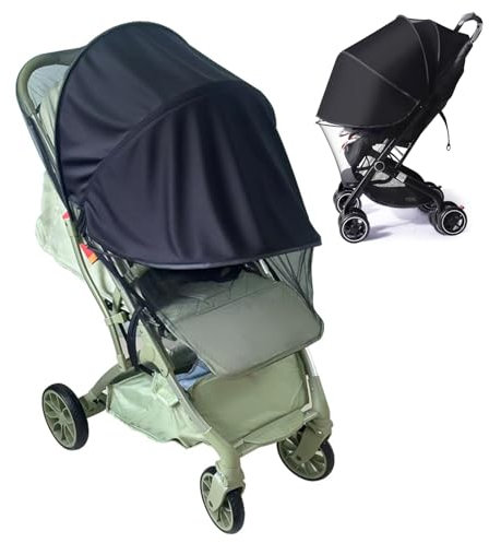 NINESPRING Sonnensegel Kinderwagen mit Moskitonetz, 2 in 1 Insektenschutz Kinderwagen,UV-Schutz 50+für Buggy,Universal Kinderwagen Sonnenschirm,Staubdicht Winddicht