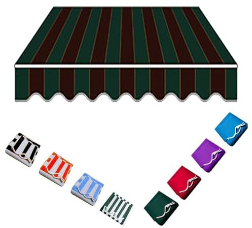 YHDMDQ 2m 3m 4m 5m 6m 7m Markisenbespannung Markisenstoff, Ersatzstoff Überdachung Für Klemmmarkise wasserdichte, Markisentuch Markise Canvas for Terrasse Balkon Hof(Green Stripe,2.5x2m/8x6.5ft)