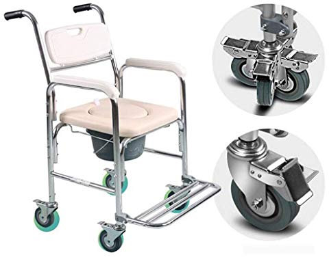 Toilettenstuhl Für Die Häusliche Pflege, 3-In-1, Deluxe-Badewanne, Toilette, Rollstuhl, Duschsitz, Gehhilfe Für Senioren Und Behinderte, Mit Fußstützen, Rutschfestem Handlauf, Für Operationen Und Zur