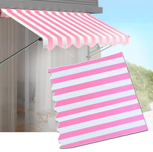 Waterproof Stripe Awning Fabric - Sun Shade Canopy for Patio Door & Window 10'X8' 20'x5' Replacement Cover - Stylish Pink Stripes (3 x 2m 10 x 6.5ft)