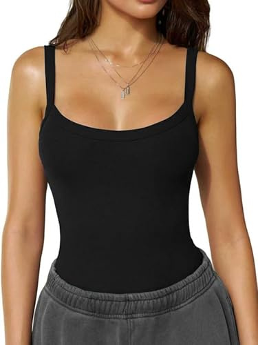 Sukiglam Canotta Donna Estive Senza Maniche con Scollo a U Spaghetti Top Senza Schienale Sexy Slim Fit Y2k Tops a Coste Casual Canottiera Sportiva Basic Maglietta Sottogiacca Elegante Tinta Unita