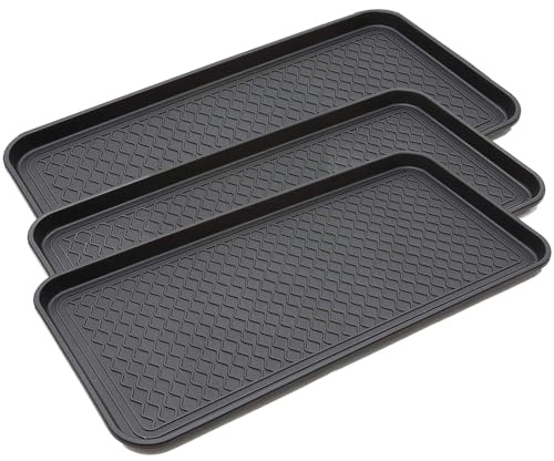 3 Stück Schuhabtropfschale Schuhmatte Ablage,Schuhablage Schuhabtropfschale,Schuhwanne 76x38x3cm Mit Erhöhtem Rand,Schuhabtropfschale Groß,Abtropfschale Schwarz für Schuhe Regen Herbst Winter﻿
