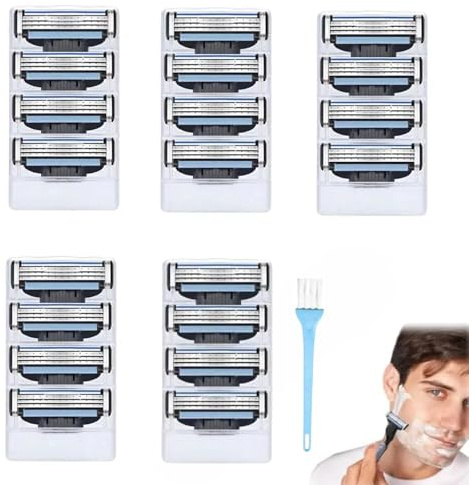 20 Stück Herren Rasierklingen Ersatzklingen, Replacement Blades for Men's Wet Razor, Rasierklingen für Rasierhobel, Precise and Gentle for Beard and Body Hair, kleine Bürste