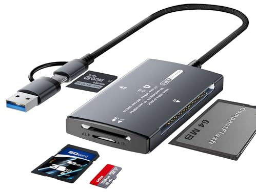 Dalimee SD Kartenleser USB C&USB, 4-in-1 Kartenlesegerät mit SD/TF/CF/MS, Plug-and-Play, bidirektionale Übertragung, USB&USB C Kartenleser für iPhone 15/16/17, Windows, Linux, Mac OS, Android, Geräte