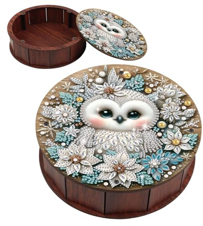 JISHSHAY Diamond Painting Aufbewahrungsbox Eule Diamant Painting Aufbewahrungs Box Tiere Diamaond Malerei Snackbehälter Eule Diamant Malerei Snackbox Diamantmalerei Storage Box 19.8×5.7cm