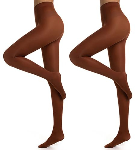 Mayoii 2 Pairs 40D Brown Tights for Women (UK, Alpha, M, L, Regular, Regular, 2, Brown)