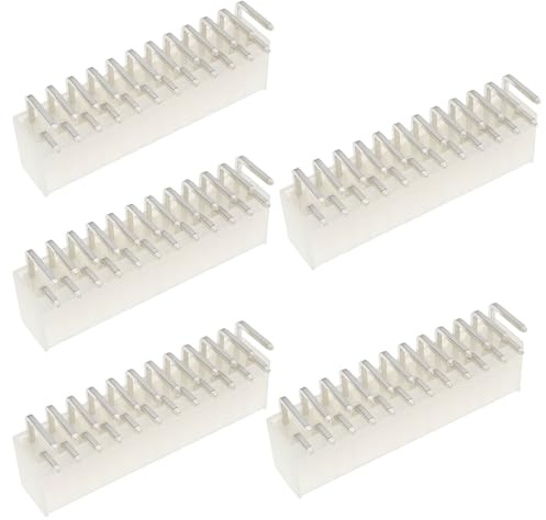 EMSea Lot de 5 Connecteurs d'alimentation d'ordinateur Coudés à 24 Broches pour Carte de Circuit Imprimé d'alimentation