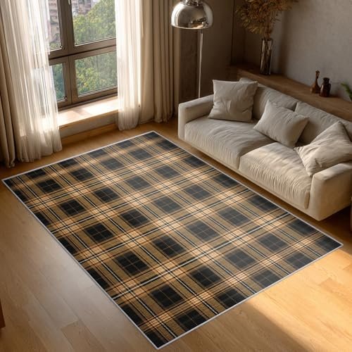 Generisch Fußmatte Schottisch Tartan 60x90 cm, Teppich Plaid Karomuster Weicher Waschbarer Antirutsch Kurzflor Carpet für Eingangsbereich Bettvorleger P-&46