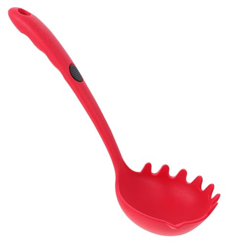 LALADEFIEE Cucchiaio per Noodles in Silicone Rosso Mestolo da Cucina Antiaderente Manico Lungo Utensile Flessibile per Pasta e Zuppa Facile da Pulire e Resistente per Uso Domestico