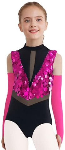 iiniim Traje Patinaje Artistico Competición Niñas Maillot Baile Latino Jazz Rosa oscuro 7-8 años