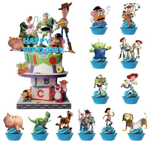 25pcs Toy Cake Toppers Cupcake Toppers For Birthday Cake Decorations Birthday Party Supplies Decorations