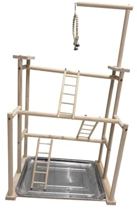 drburpily Giocattolo da masticare per pappagalli in legno per parco giochi per uccelli, facile da montare, adatto per pappagalli inseparabili attivi e piccoli uccelli.