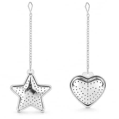 2 Pcs Tea Infuser,Loose Tea Infuser with Chain Hook,Teas Strainer Stainless Steel,for Loose Leaf Teas Mugs Teapots & Spices (Star and Smiley Face)