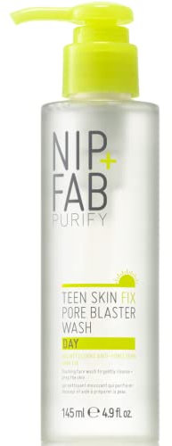 Nip + Fab Teen Skin Fix Pore Blaster, Daily Facial Cleansing Gel, Wasabi Extract, Vitamin E, Micellar Facial Wash, Sebum Control, Refining Pores, 145 ml
