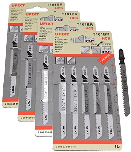 20x Jigsaw Blades T101BR Down Cutting compatible with AEG Bosch Dewalt Makita Metabo - Universal T Shank