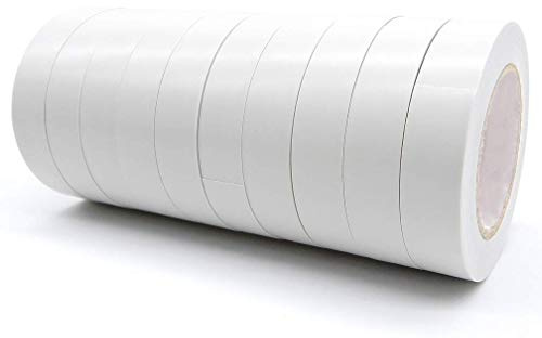 ALBOYI Weiß Isolierband 10 Rollen, 15mm x 15m PVC Isolierband Wasserdichtfür, Elektrisches Klebeband Selbstklebendes, Gafferband für Isolieren, Reparieren, Bündeln von Kabeln