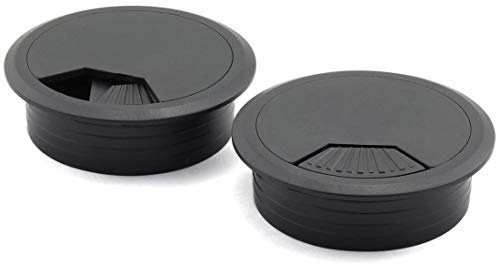 HJ Garden 2 st 2 tum skrivbordskabel kabelgenomföringar hålskydd för kontor PC skrivbord kabel sladd organiserare plastskydd svart