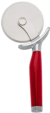 KitchenAid Classic Pizza Wheel with Sharp Blade For Cutting Through Crusts, Pies and More, Built In Finger Guard for Safety and Comfort Grip to Protect Fingers, Dishwasher Safe, 9-Inch, Red
