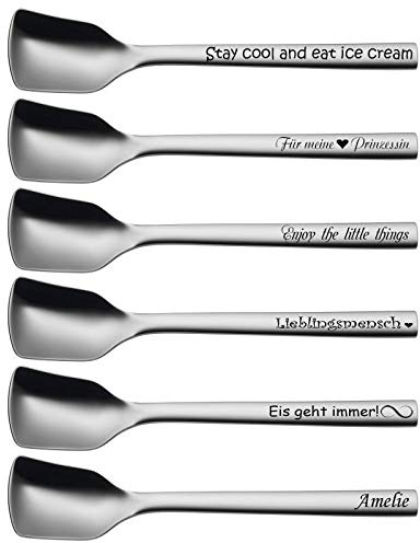 aplusashop WMF Nuova Eislöffel mit Gravur nach Wunsch Edelstahl 13,5 cm Eisschaufel