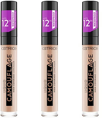 Catrice Liquid Camouflage High Coverage Concealer, Nr. 007, Nude, für trockene Haut, für unreine Haut, für Mischhaut, vegan, ölfrei, wasserfest, ohne Alkohol, 3er Pack (3x5ml)