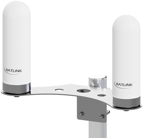 BATLINK MAO5GV1 5G-antenn med 9dBi effektförstärkning – inkl. 10 m tvillingantennkabel – universell för 5G och LTE dataförbindelser, multiband rund strålelandenn, väderbeständig (marin grad)