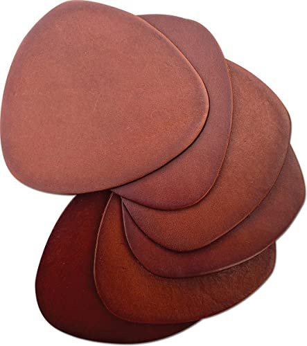 Brute Strength Sottobicchieri in pelle Cognac Semicircolare 10 pezzi | Sottobicchieri lavabili in cuoio pieno fiore per bicchieri e tazze; con cinghia per riporli ordinatamente