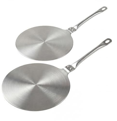 Geiserailie 2 Pcs Heat Diffuser Plate 9.3 Inch & 7.7 Inch Stainless Steel Cooking Induction Adapter Simmer Plate for Electric Gas Stove Glass Cooktop Converter Induction Hob Pans Coffee Milk Cookware